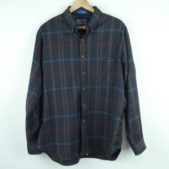 Vintage Pendleton Large Button Down Shirt USA Made Wool Plaid Normcore Dad HOLES - Picture 1 of 16
